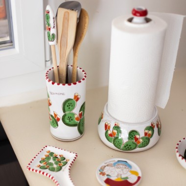 Handmade ceramic Kitchen roll holder Prickly Pears Handmade ceramic Kitchen roll holder Prickly Pears